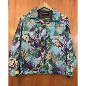 Vtg Women's Forrester's 80s 90s Abstract Watercolor Windbreaker‎ Jacket sz Med
